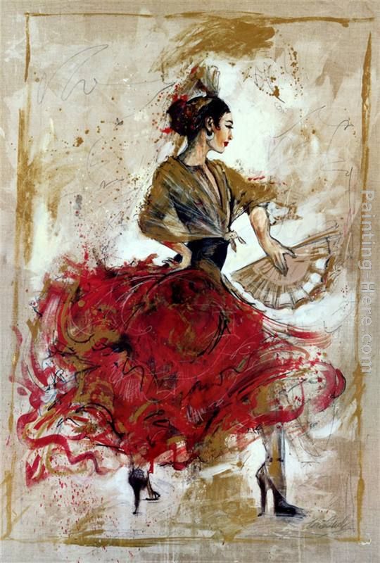 Flamenco dancer with fan painting - Flamenco Dancer Flamenco dancer with fan art painting
